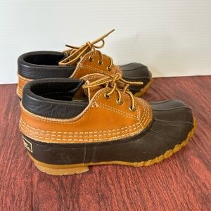 Vintage LL Bean Hunting Duck Low Gum Shoes Rubber Moc Brown Boots Womens 6 USA